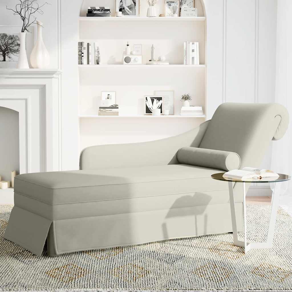 Vidaxl chaise longue met bolster en rechterarmleuning fluweel crème