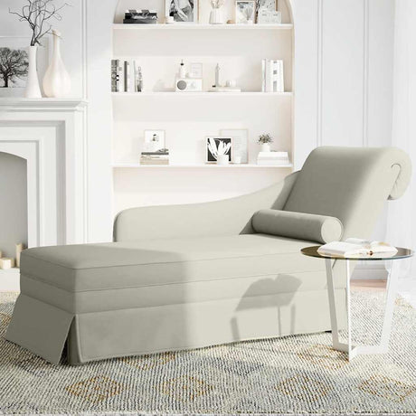 Vidaxl chaise longue met bolster en rechterarmleuning fluweel crème