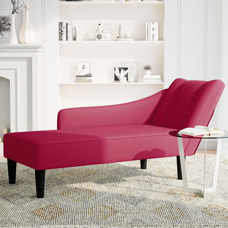 Vidaxl chaise longue met rechterarmleuning fluweel wijnrood