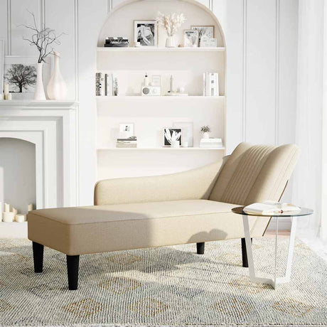 Vidaxl chaise longue met rechterarmleuning stof crèmekleurig