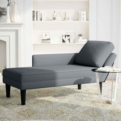 Vidaxl chaise longue met kussen rechterarmleuning fluweel donkergrijs