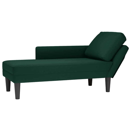 Vidaxl chaise longue met kussen rechterarmleuning fluweel donkergroen