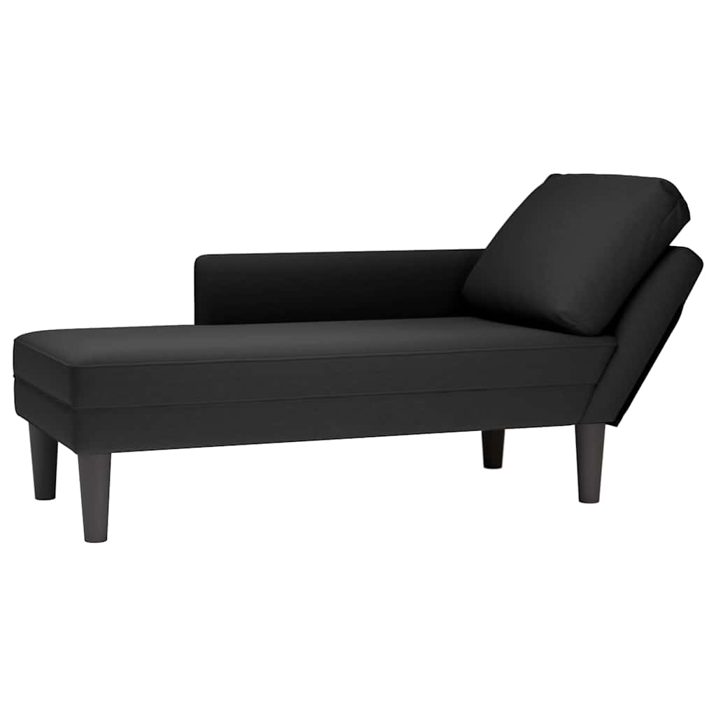 Vidaxl chaise longue met kussen en rechterarmleuning fluweel zwart
