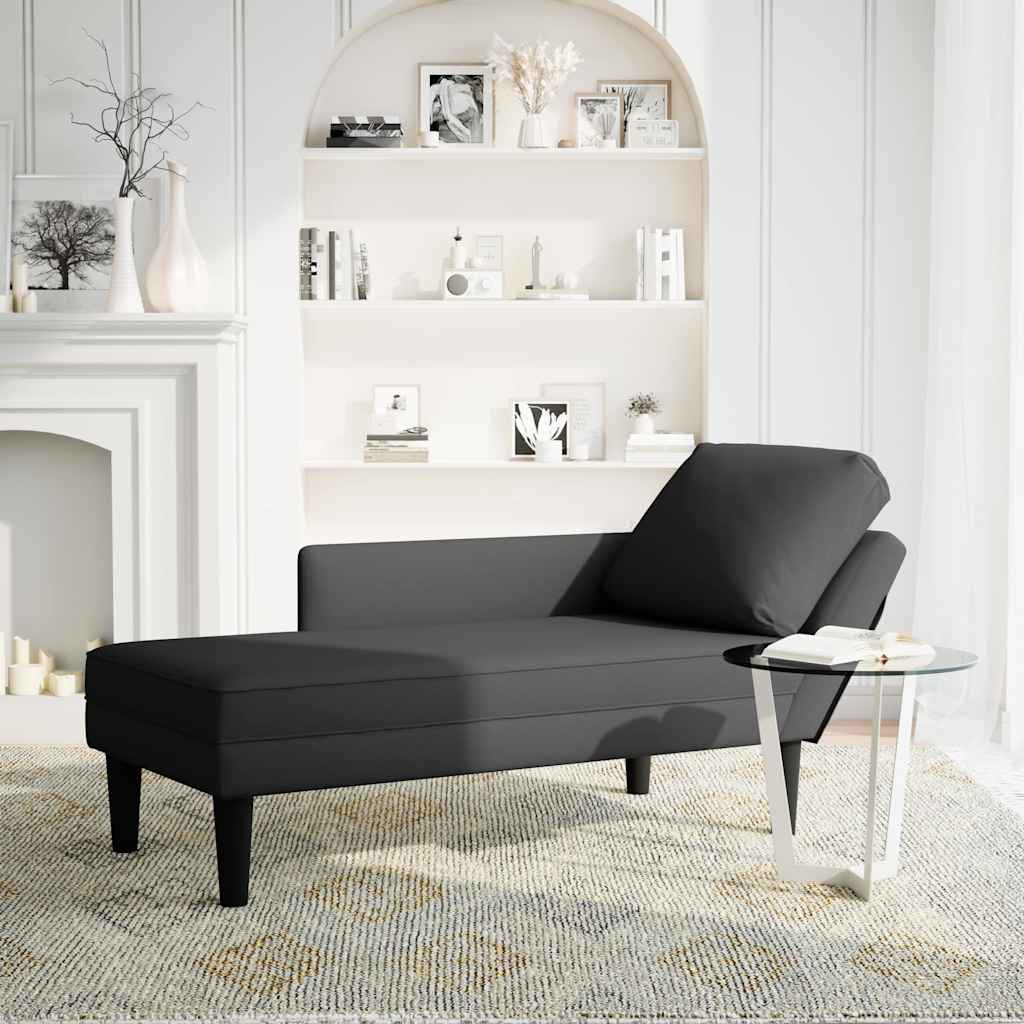 Vidaxl chaise longue met kussen en rechterarmleuning fluweel zwart