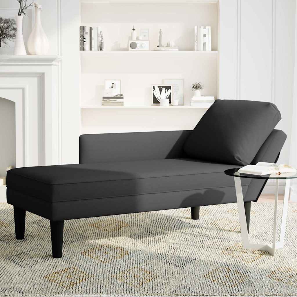 Vidaxl chaise longue met kussen en rechterarmleuning fluweel zwart