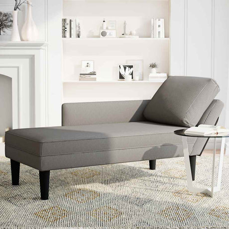 Vidaxl chaise longue met kussen corduroy stof lichtgrijs