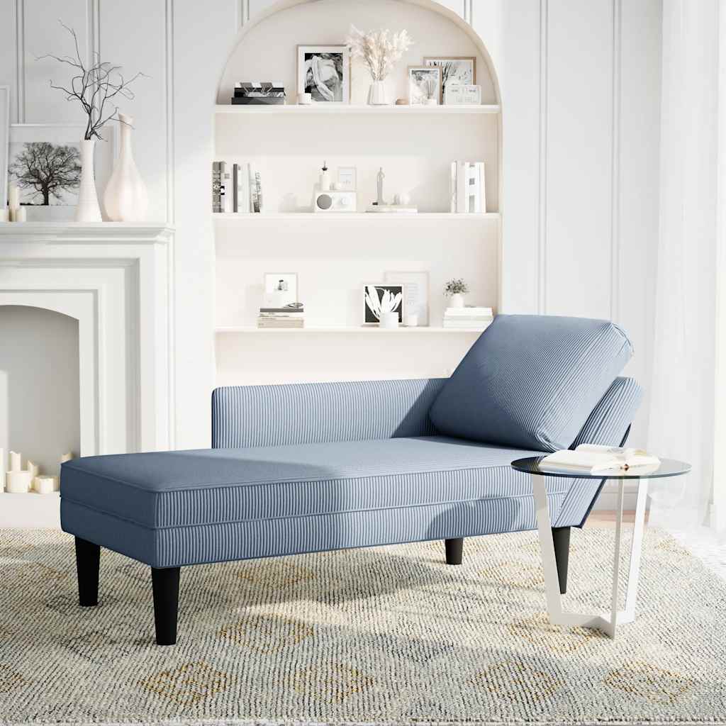 Vidaxl chaise longue met kussen corduroy stof blauw