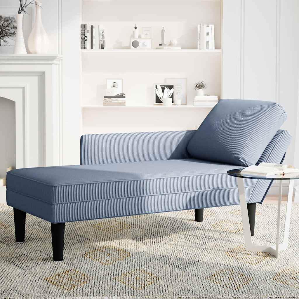 Vidaxl chaise longue met kussen corduroy stof blauw