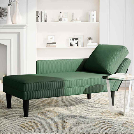 Vidaxl chaise longue met kussen corduroy stof donkergroen