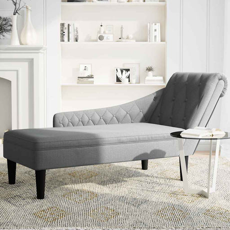 Vidaxl chaise longue met kussen en rechterarmleuning stof lichtgrijs