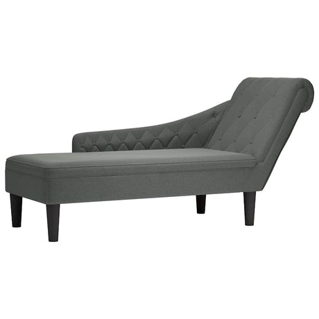Vidaxl chaise longue met kussen en rechterarmleuning stof donkergrijs