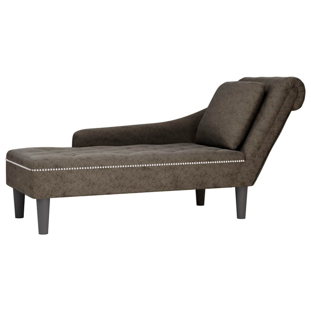 Vidaxl chaise longue kussen en rechterarmleuning kunstleer donkergrijs
