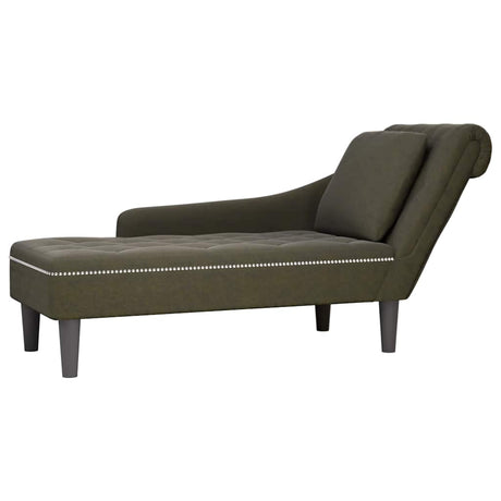 Vidaxl chaise longue met kussen rechterarmleuning kunstleer legergroen