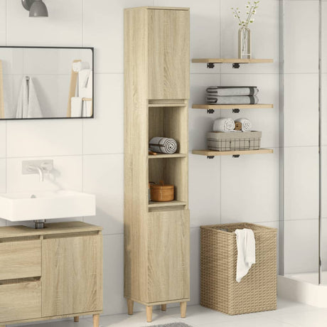 Vidaxl badkamerkast 30x30x190 cm bewerkt hout sonoma eikenkleurig