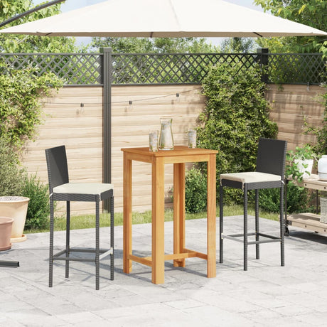 Vidaxl 3-delige tuinbarset massief acaciahout en poly rattan zwart