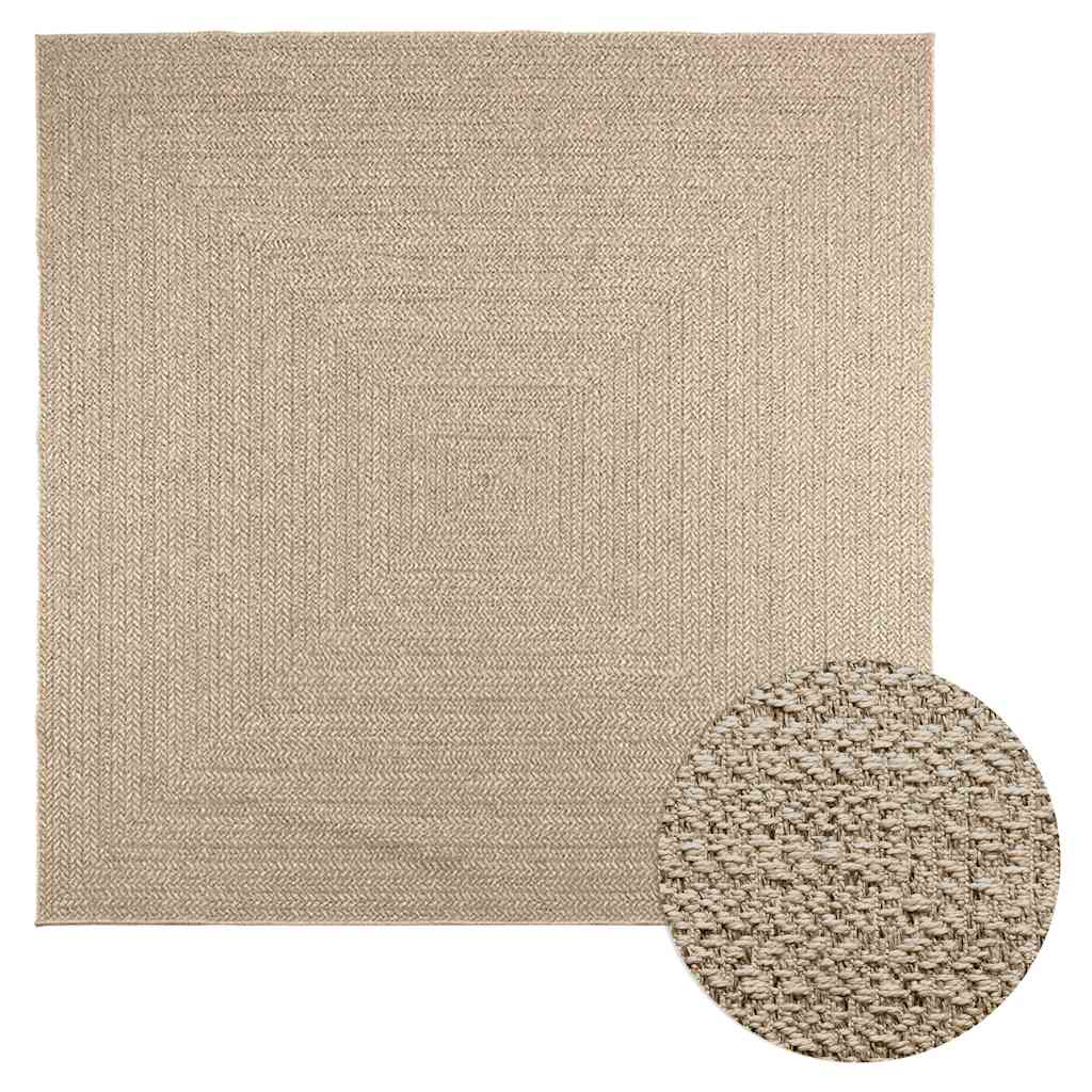 Vidaxl tapis zizur beige à l'intérieur et à l'extérieur de 240x240 cm