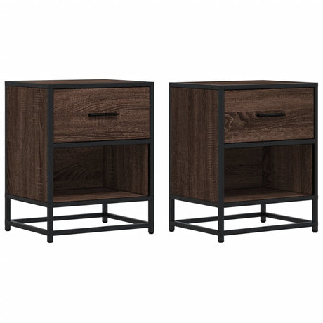 Vidaxl nachtkastjes 2 st 40x31x50 cm bewerkt hout bruin eikenkleurig