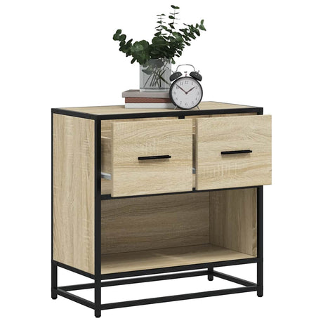 Vidaxl nachtkastje 60x31x60 cm bewerkt hout en metaal sonoma eiken