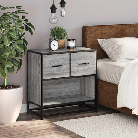 Vidaxl nachtkastje 60x31x60 cm bewerkt hout en metaal grijs sonoma