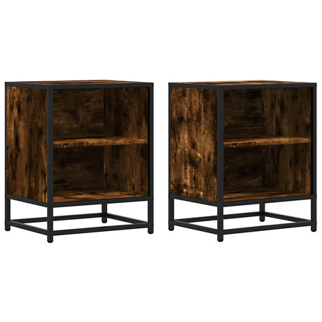 Vidaxl nachtkastjes 2 st 40x31x50 cm bewerkt hout metaal gerookt eiken