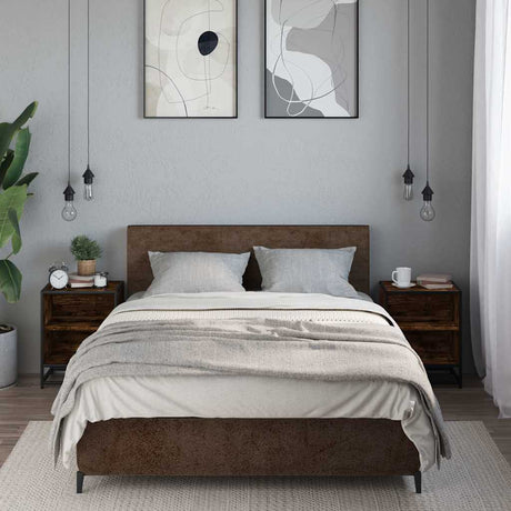 Vidaxl nachtkastjes 2 st 40x31x50 cm bewerkt hout metaal gerookt eiken