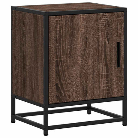 Vidaxl nachtkastje 40x31x50 cm bewerkt hout en metaal bruin eikenkleur
