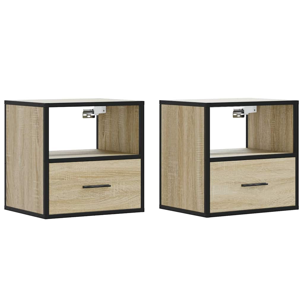 Vidaxl nachtkastjes 2 st wandgemonteerd 40x31x39,5cm sonoma eikenkleur