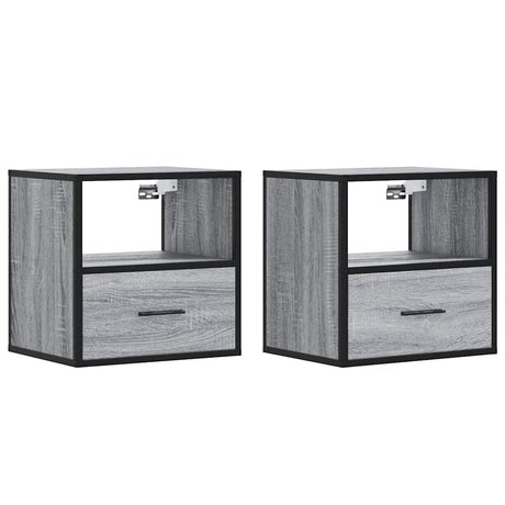 Vidaxl nachtkastjes 2st wandgemonteerd 40x31x39,5cm grijs sonoma eiken