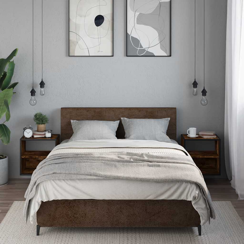 Vidaxl nachtkastjes 2st wandgemonteerd 40x31x39,5cm gerookt eikenkleur