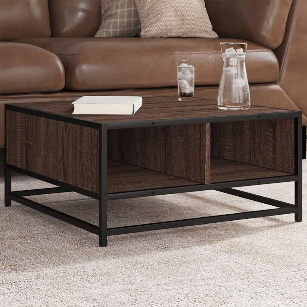 Vidaxl salontafel 60,5x60,5x30 cm bewerkt hout en metaal bruin eiken