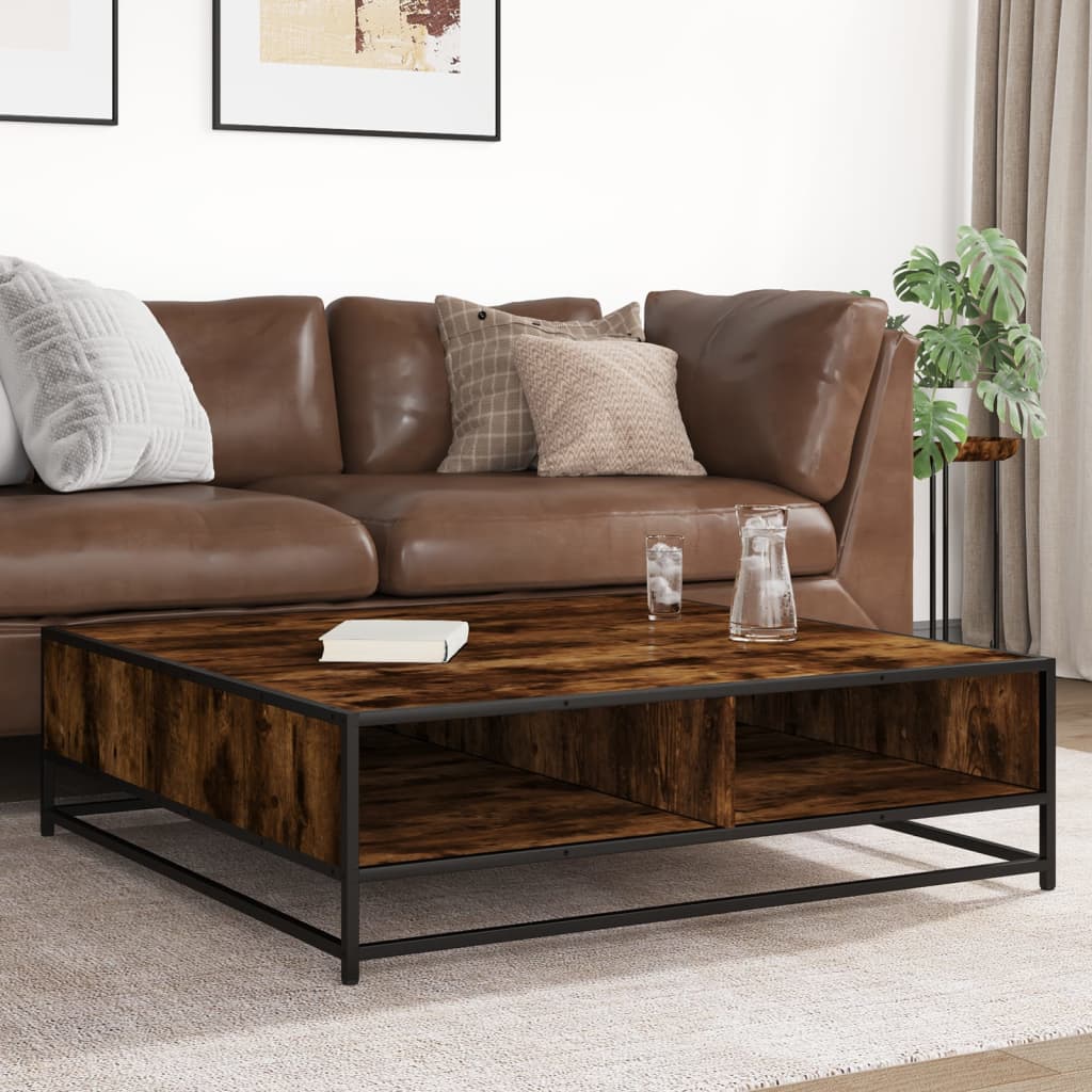 Vidaxl salontafel 100x100x30 cm bewerkt hout en metaal gerookt eiken