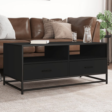 Vidaxl salontafel 100x50x45 cm bewerkt hout en metaal zwart