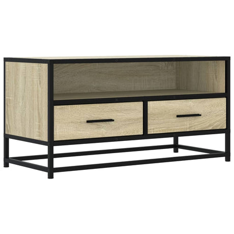 Vidaxl tv-meubel 80x34,5x40 cm bewerkt hout metaal sonoma eikenkleurig