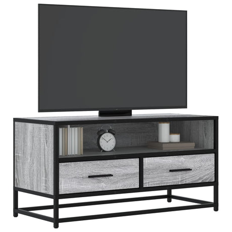 Vidaxl tv-meubel 80x34,5x40 cm bewerkt hout metaal grijs sonoma eiken