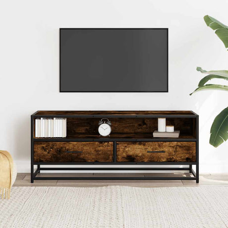 Vidaxl tv-meubel 100x34,5x40 cm bewerkt hout metaal gerookt eikenkleur