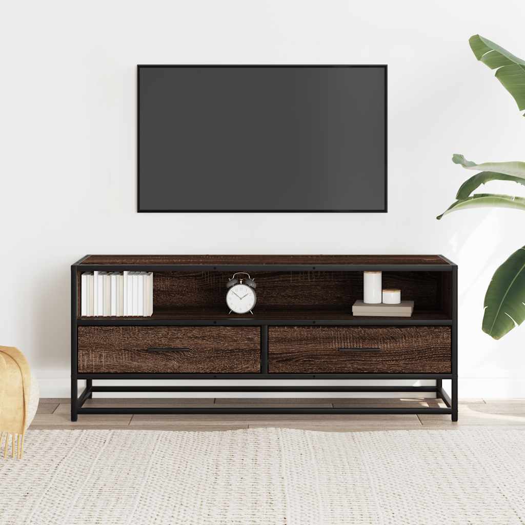 Vidaxl tv-meubel 100x34,5x40 cm bewerkt hout metaal bruin eikenkleur
