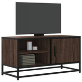 Vidaxl tv-meubel 80x34,5x40 cm bewerkt hout metaal bruin eikenkleur