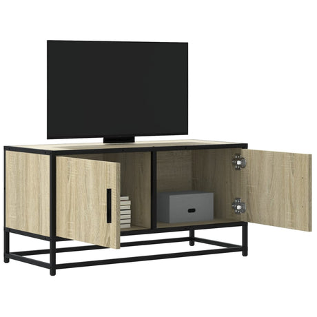 Vidaxl tv-meubel 80x34,5x40 cm bewerkt hout metaal sonoma eikenkleurig