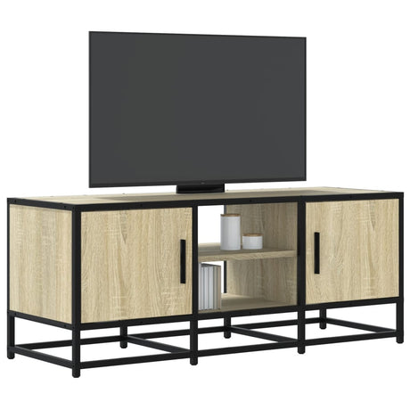 Vidaxl tv-meubel 100x35x41 cm bewerkt hout metaal sonoma eikenkleurig