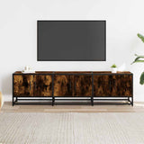 Vidaxl tv-meubel 150x35x41 cm bewerkt hout metaal gerookt eikenkleurig