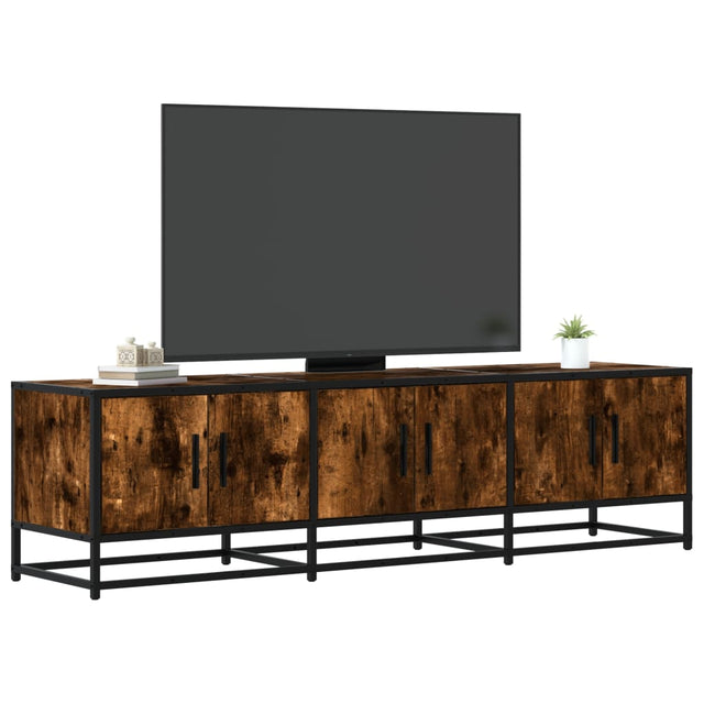 Vidaxl tv-meubel 150x35x41 cm bewerkt hout metaal gerookt eikenkleurig