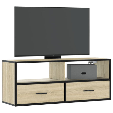 Vidaxl tv-meubel 100x31x39,5cm bewerkt hout metaal sonoma eikenkleurig