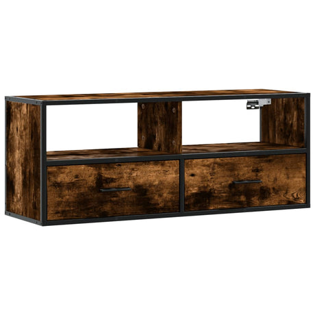 Vidaxl tv-meubel 100x31x39,5 cm bewerkt hout metaal gerookt eikenkleur