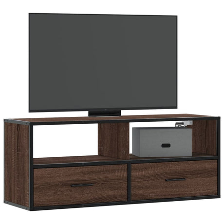 Vidaxl tv-meubel 100x31x39,5 cm bewerkt hout metaal bruin eikenkleurig