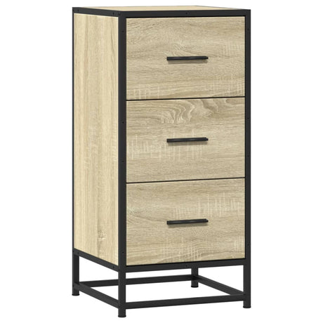 Vidaxl dressoir 35,5x35x76 cm bewerkt hout en metaal sonoma eikenkleur