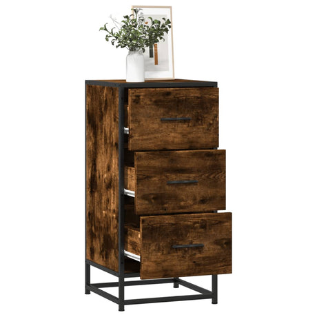 Vidaxl dressoir 35,5x35x76 cm bewerkt hout en metaal gerookt eiken