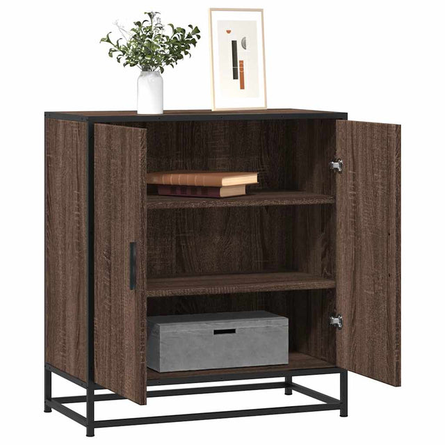 Vidaxl dressoir 68x35x76 cm bewerkt hout en metaal bruin eikenkleur