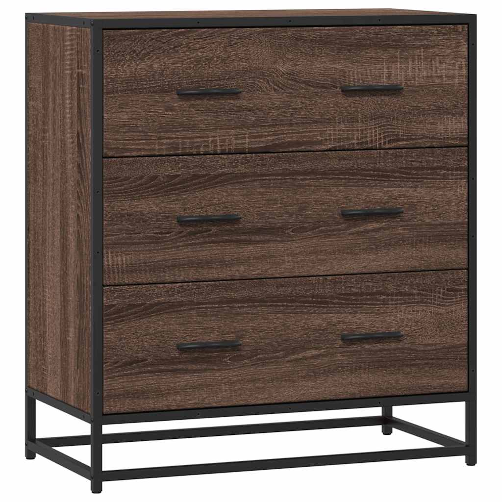 Vidaxl dressoir 68x35x76 cm bewerkt hout en metaal bruin eikenkleur