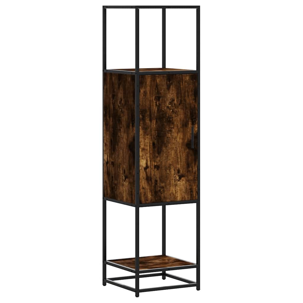 Vidaxl hoge kast 35,5x35x139 cm bewerkt hout en metaal gerookt eiken