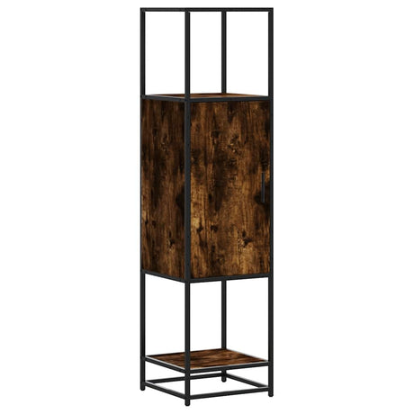 Vidaxl hoge kast 35,5x35x139 cm bewerkt hout en metaal gerookt eiken